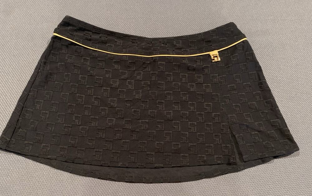 ST JOHN Sport Womens Black & Gold Swimsuit Skirt Cover-Up Size S